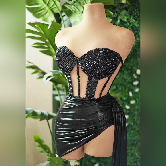 Skirt Only Black Stretch Faux Leather - Picture 3 of 5